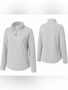 Heather Gray Quarter Zip Pullover | FLX Performance Mock Neck Sweatshirt M